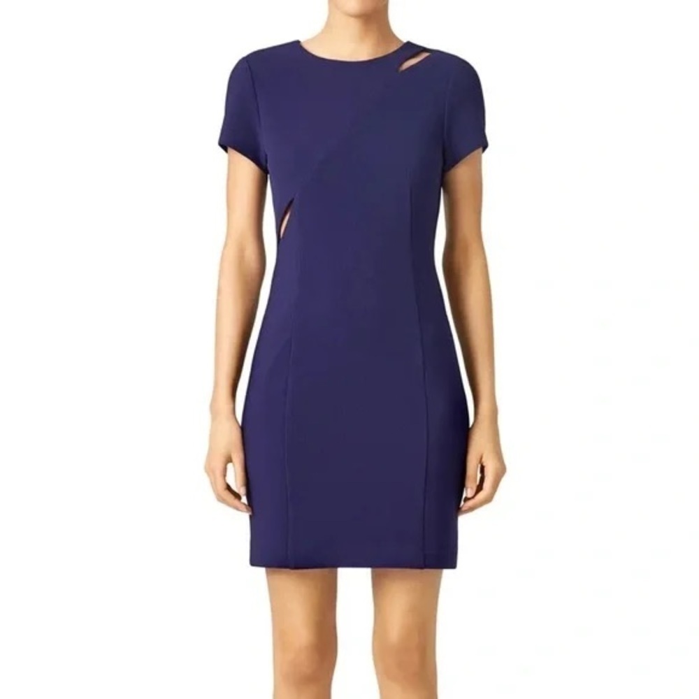 1 by O'2nd Bodycon Cut out Cocktail Formal Cap Sleeve Blue Stretch Dress